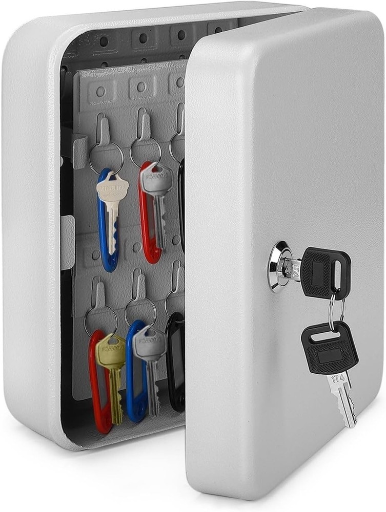 Wall-Mount Key Box Organizer - 40 Capacity Lock Box with Code Security