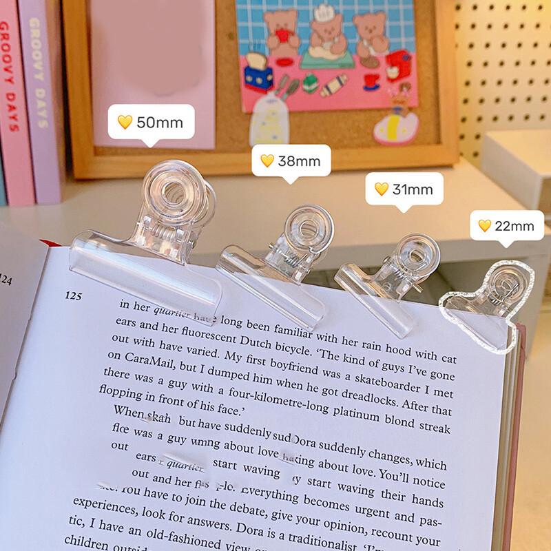 Office Bill Document Binder Clips Acrylic Clear Binder Mini Paper Clips Simple
