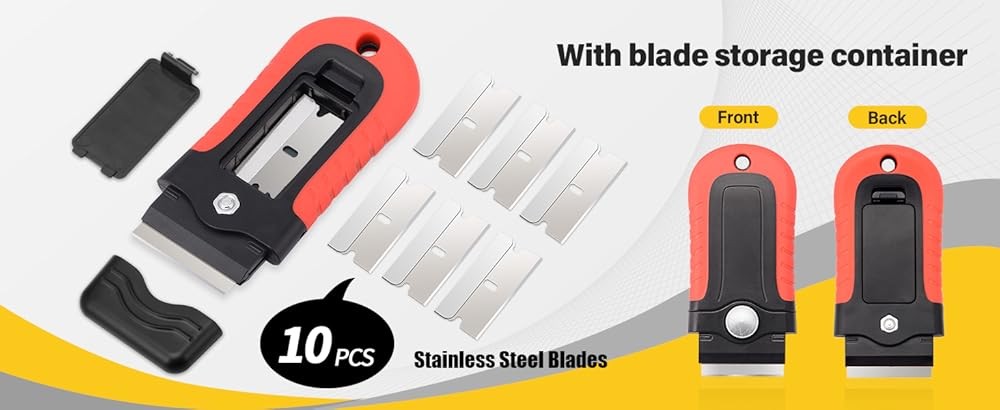 Blade Scraper Tool with Blade Stora Container, Glass