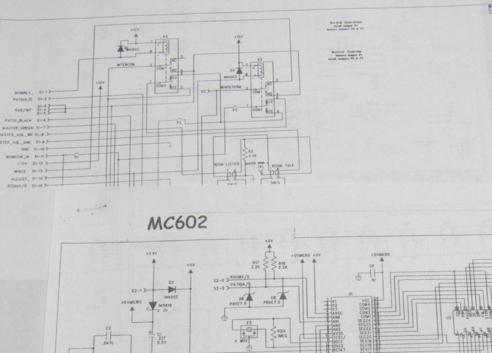 M&S MC602 Schematics Complete 1995-2002 Charts for Intercom