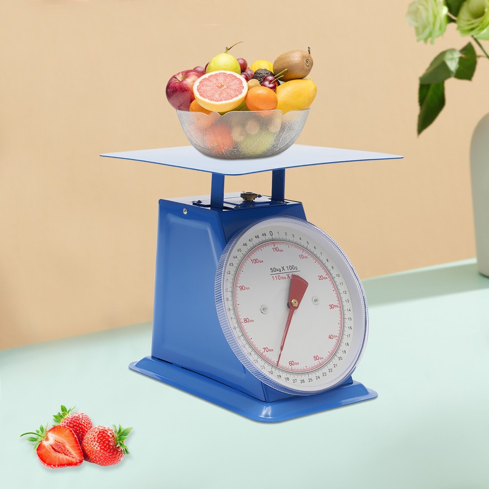 110LBS Heavy Duty Mechanical Kitchen Scale with Durable Iron Platform
