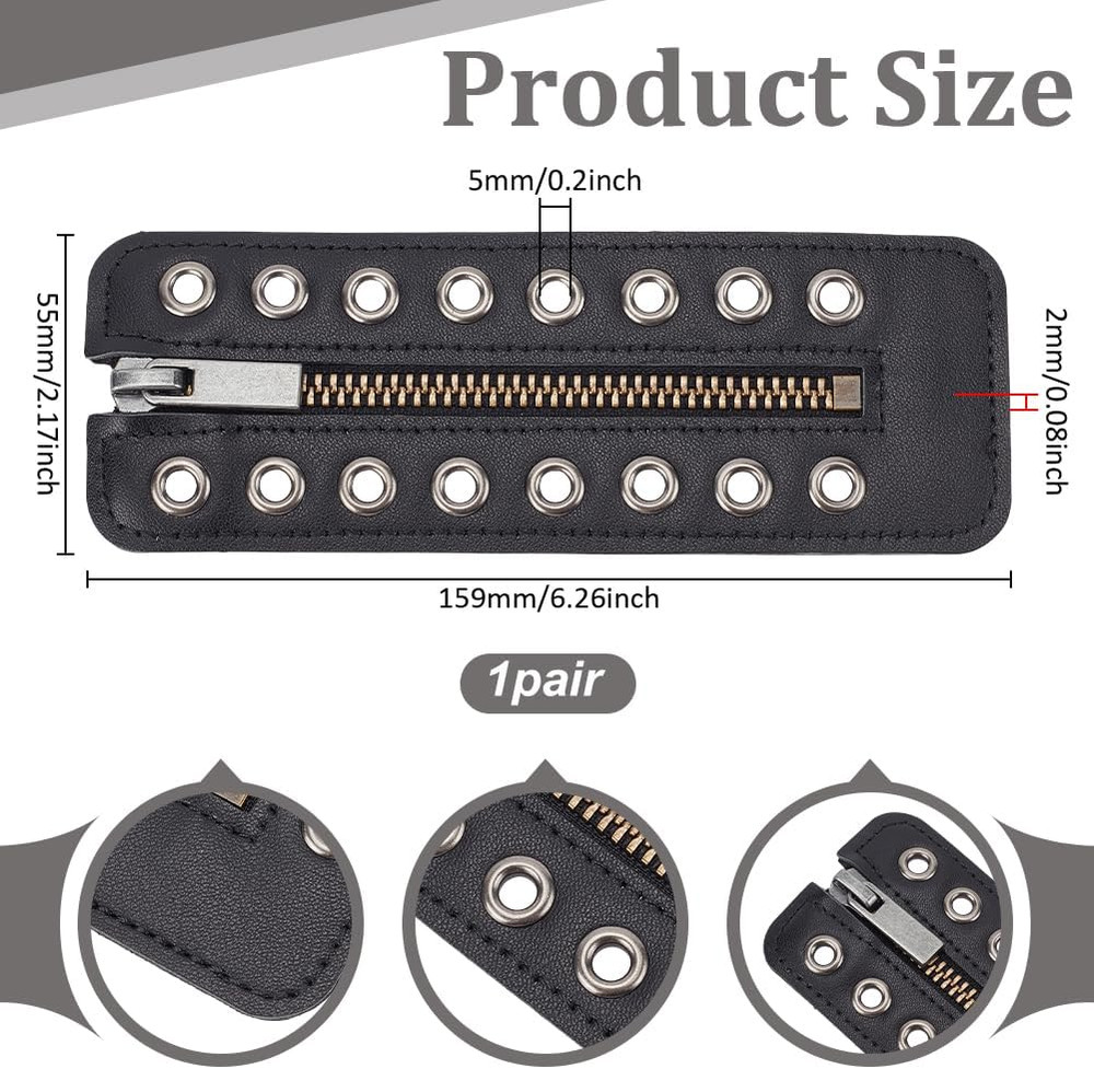 Leather Lace-in Boot Zipper Inserts