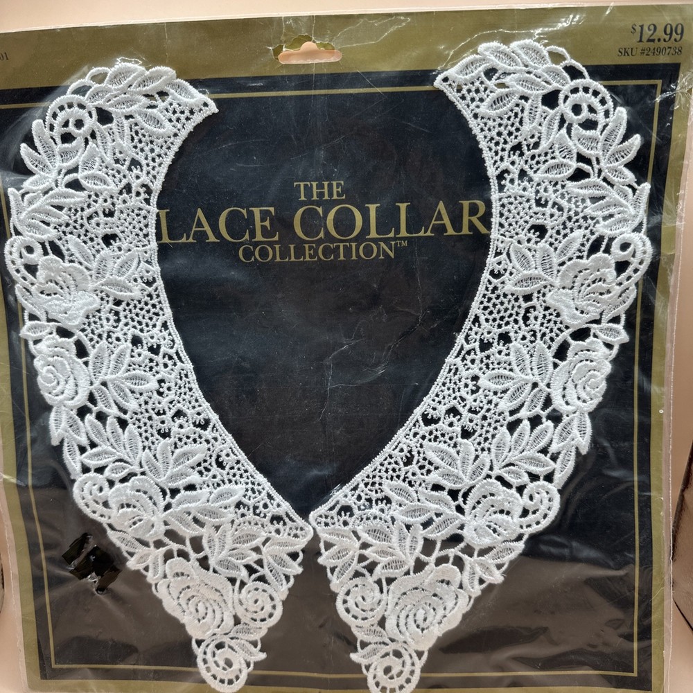 New White Square Venice LACE COLLAR Yoke Collection Embellishment ~ Made in USA