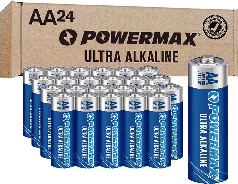 Powermax 24-Count AA Batteries, Long Lasting Alkaline Battery
