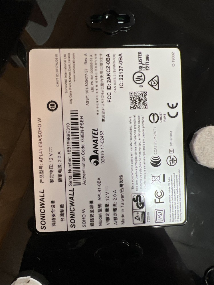 SonicWALL Dell SOHO W APL41-0BA Firewall Wireless Network Security Appliance