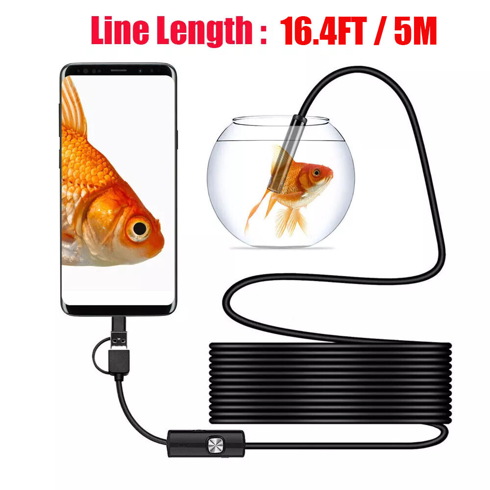 6 LED HD Snake Endoscope Borescope Inspection Camera for USB Type C Android PC
