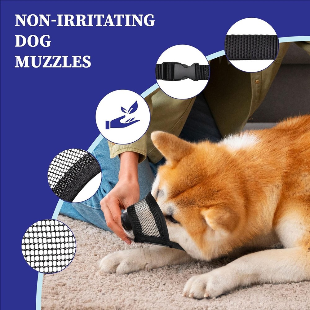 Large Dog Air Mesh Muzzle Adjustable No Bark Anti-Bite