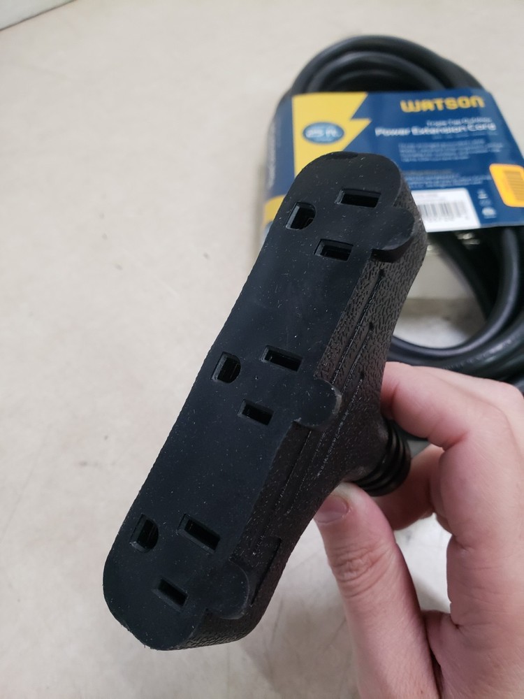 Watson Three-Tap Power Extension Cord (25', Black)