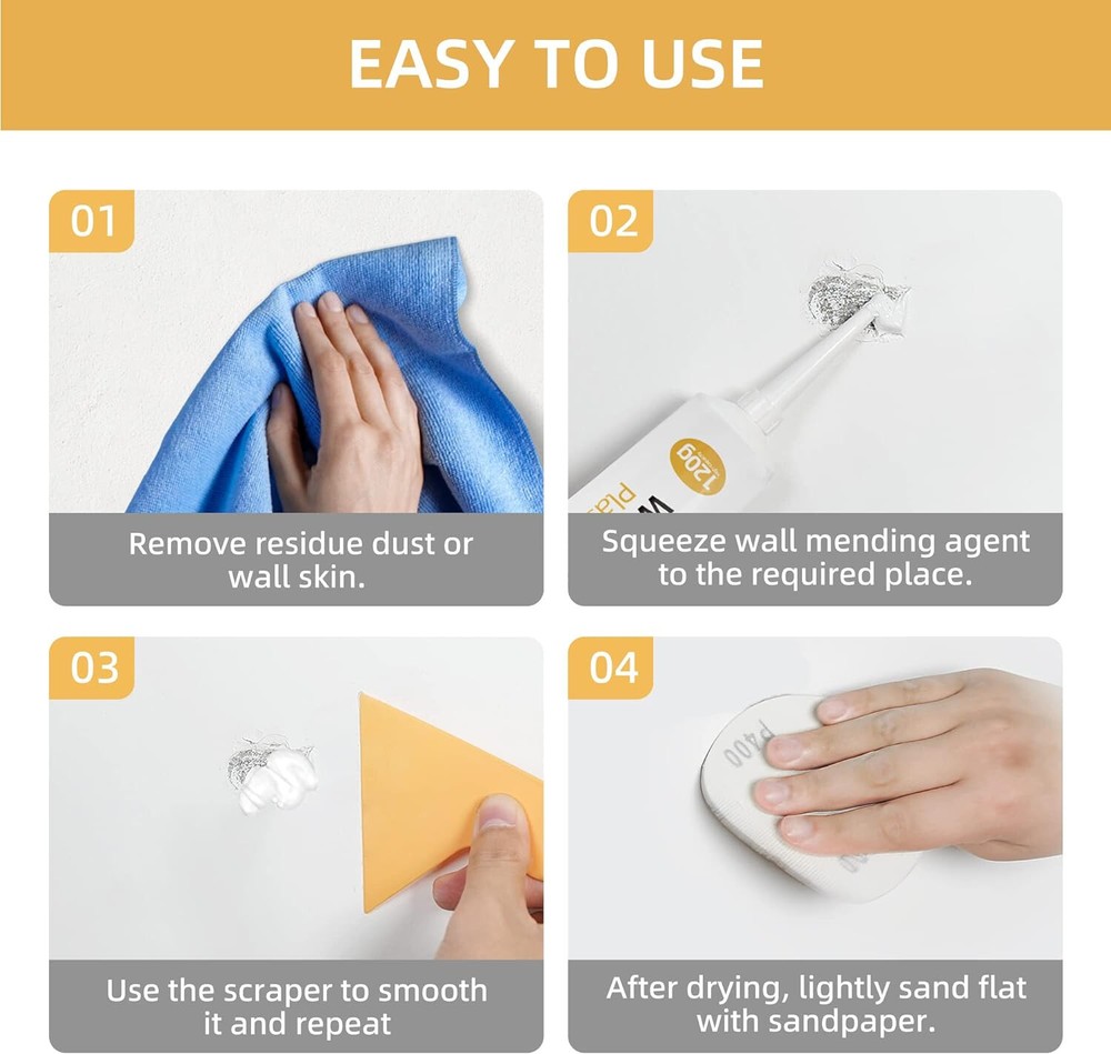 Three Drywall Patch Repair Kit with Scraper, Wall Spackle Repair Paste, 3 Pack