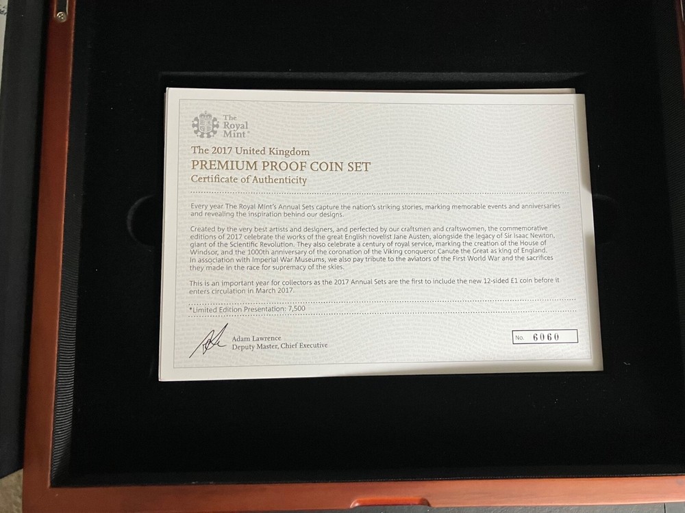 2017 PREMIUM PROOF YEAR SET BOX WITH BOOKLET COA NO COINS