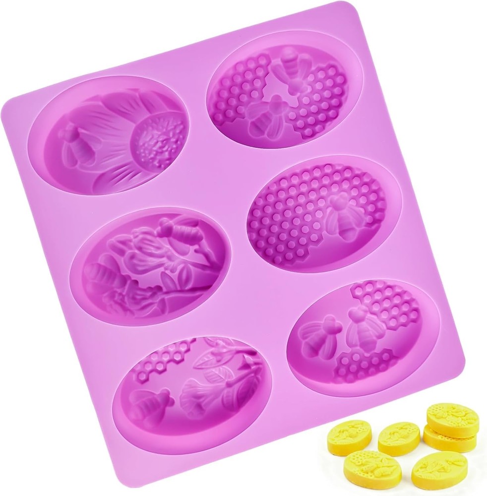 MULTI-PURPOSE SILICONE SOAP AND CRAFT MOLD WITH BEES AND FLOWER PATTERNS