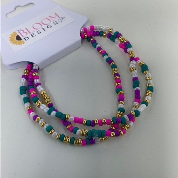 Stackable Multicolor Stretch Seed Bead Bracelets 3 pack Set Birthday Sprinkles