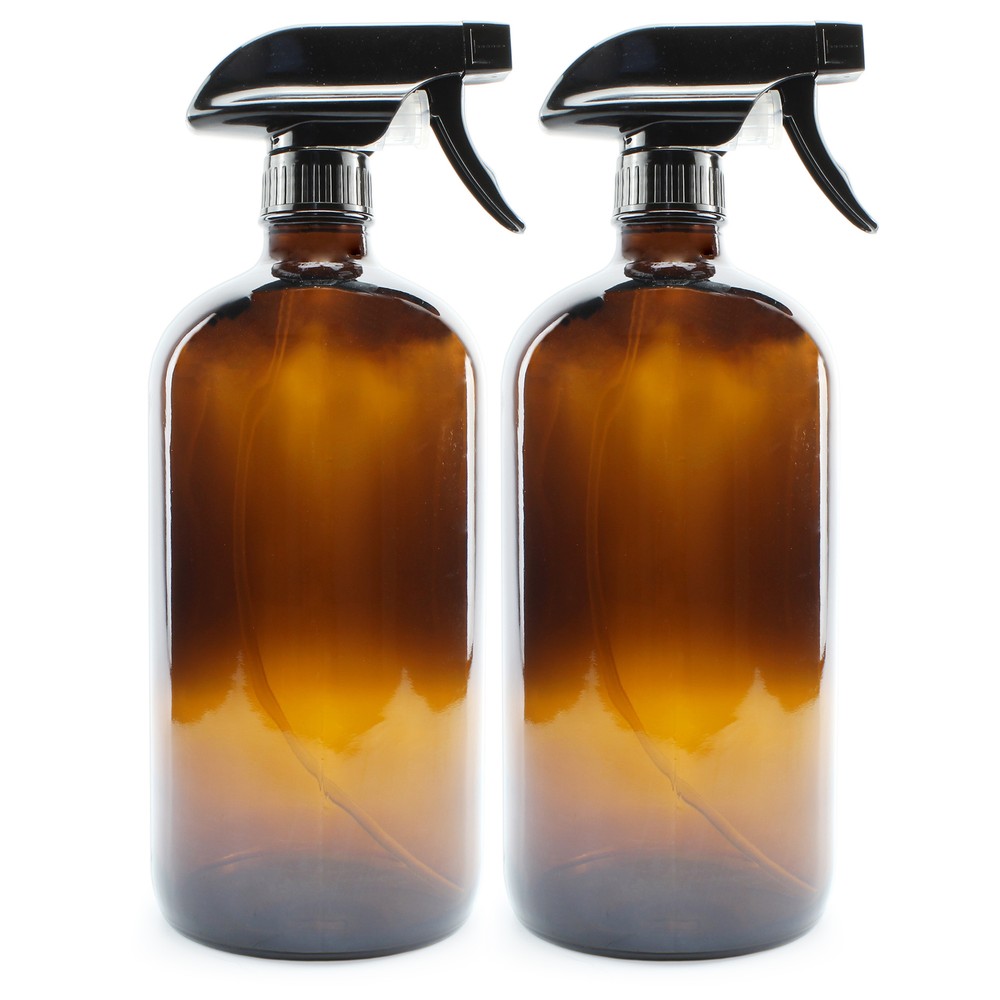 32oz Glass Spray Bottles, Quart w/ 3-Setting Adjustable Trigger Sprayers