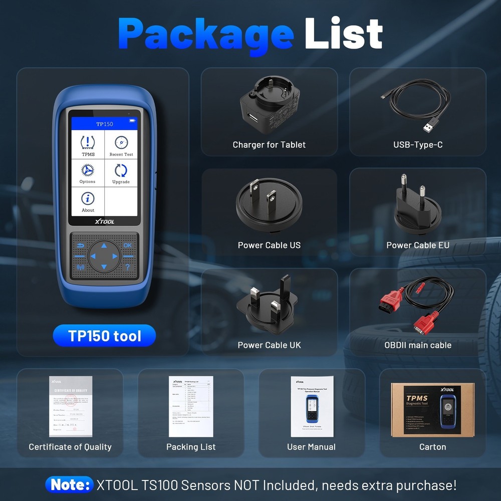 XTOOL TP150 TPMS Programming Tire Pressure Sensor Relearn Reset Activate Tool