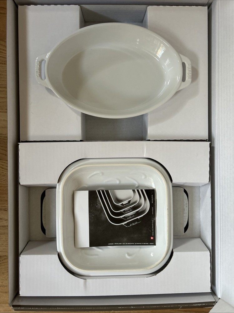 Staub Ceramique 4 Piece Rectangular Oval Baking Dish Set White