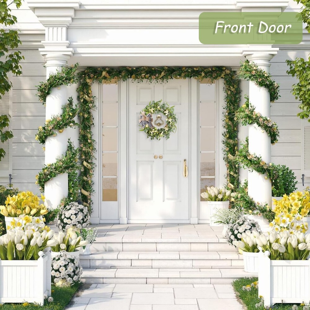 Artificial Eucalyptus Wreath for Front Door|20" Green Leaf Wreath for Window ...