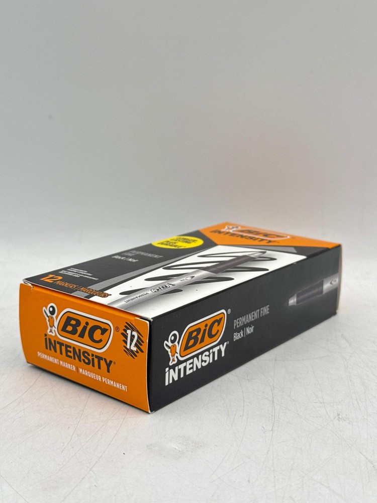 BIC Intensity Marker Fine Tip Permanent Markers, Black, 12-Count Pack