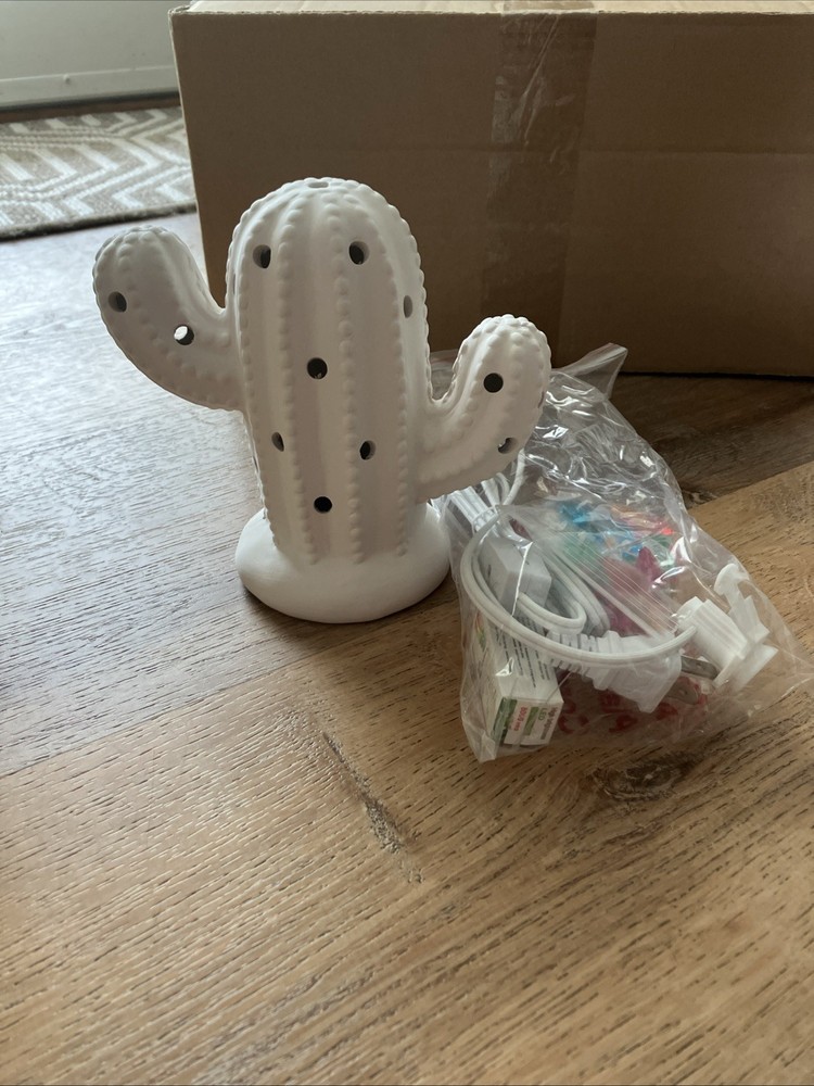 5" Lighted Small Christmas Cactus - Unpainted Ceramic Bisque