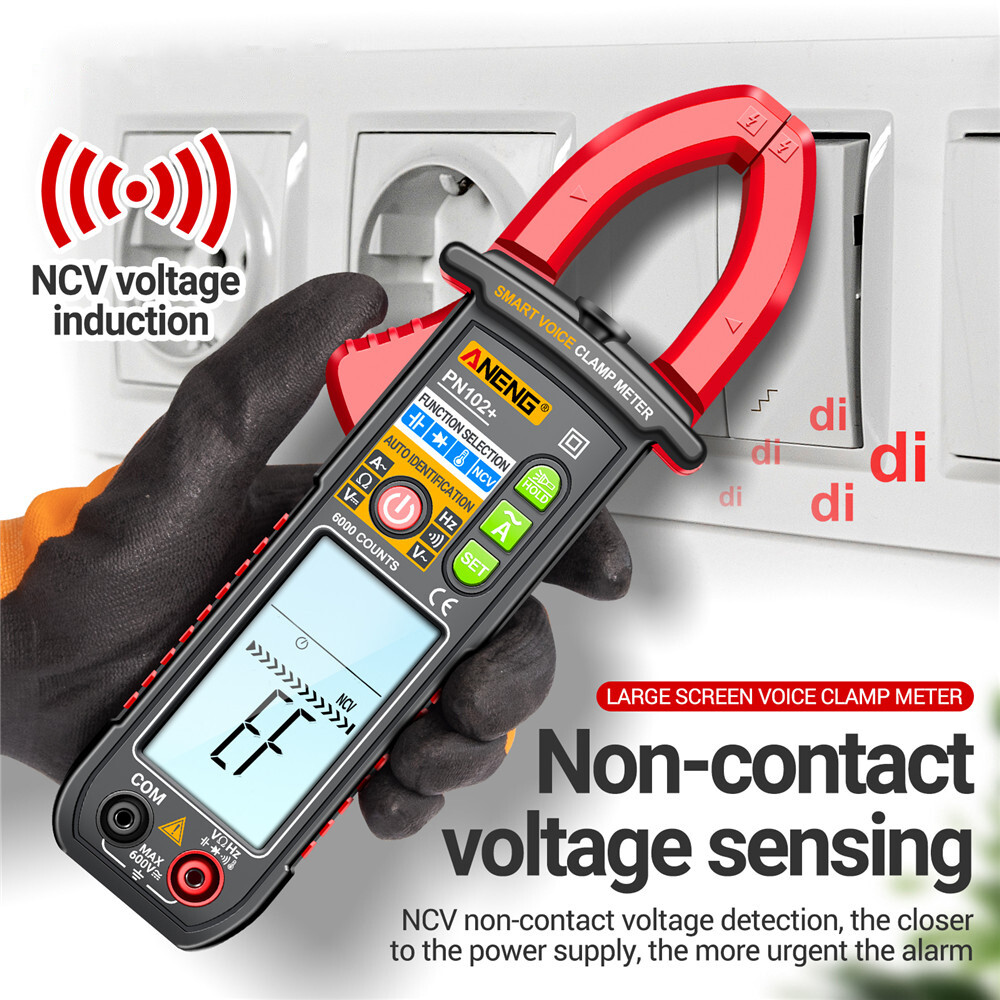 ANENG Smart Digital Clamp Meter Voice Broadcast Multimeter AC DC Volt Temp Meter