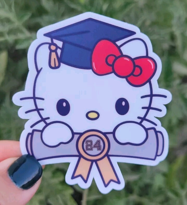 Hello Kitty Graduate Die Cut Vinyl Sticker