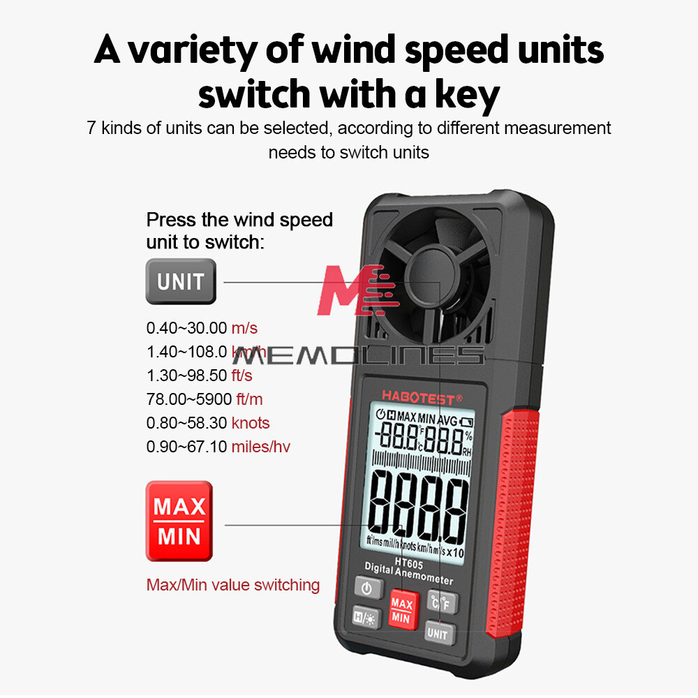 Handheld Digital LCD Air Wind Speed Anemometer Temperature Gauge Meter Tester