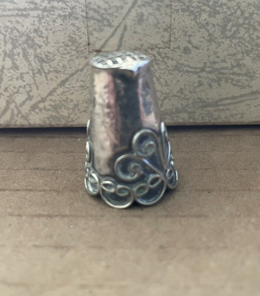 Vintage STERLING SILVER Sewing Thimble Ornate Mexico #8