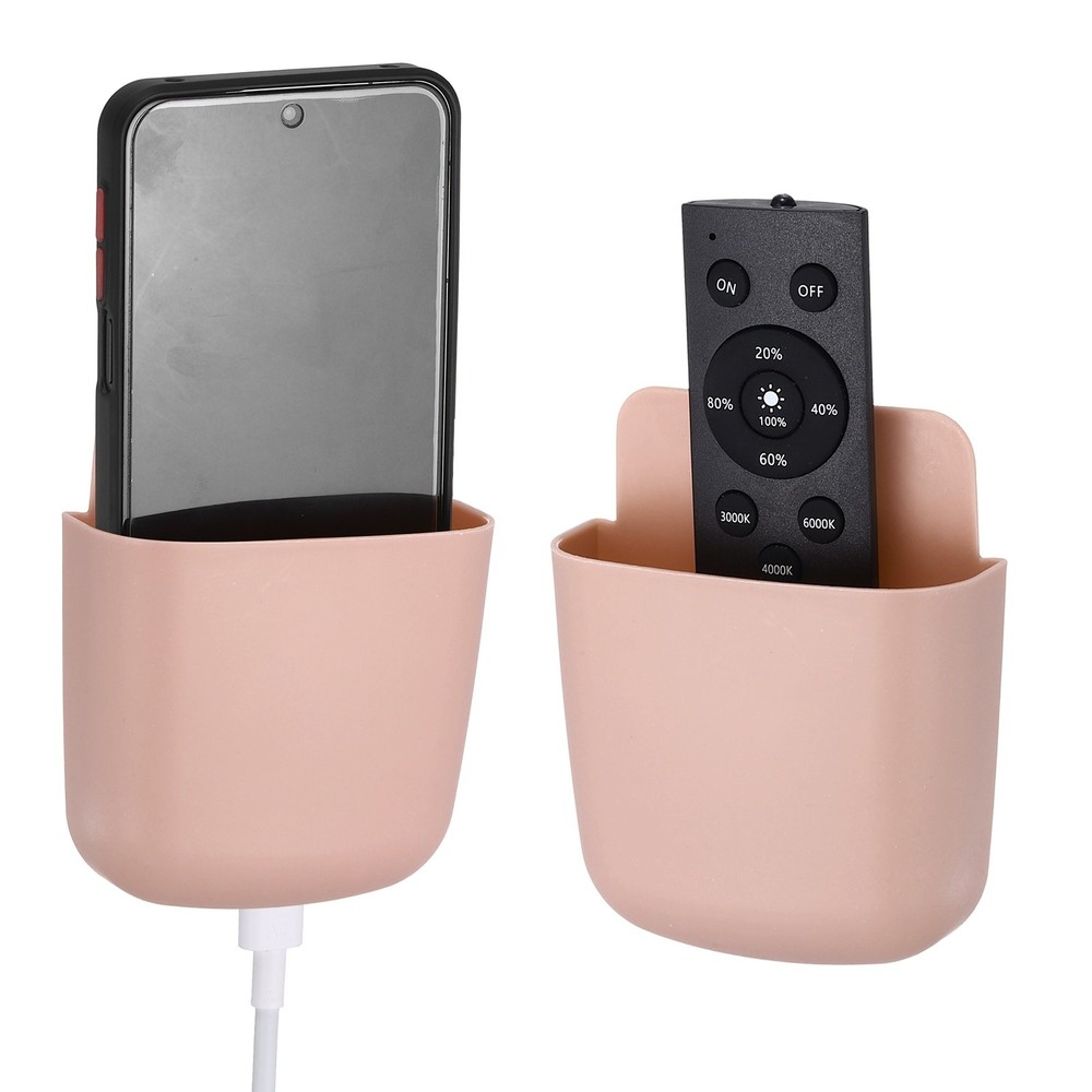 2Pcs Remote Control Holder Wall Mount, Adhesive Phone Holder, Pink