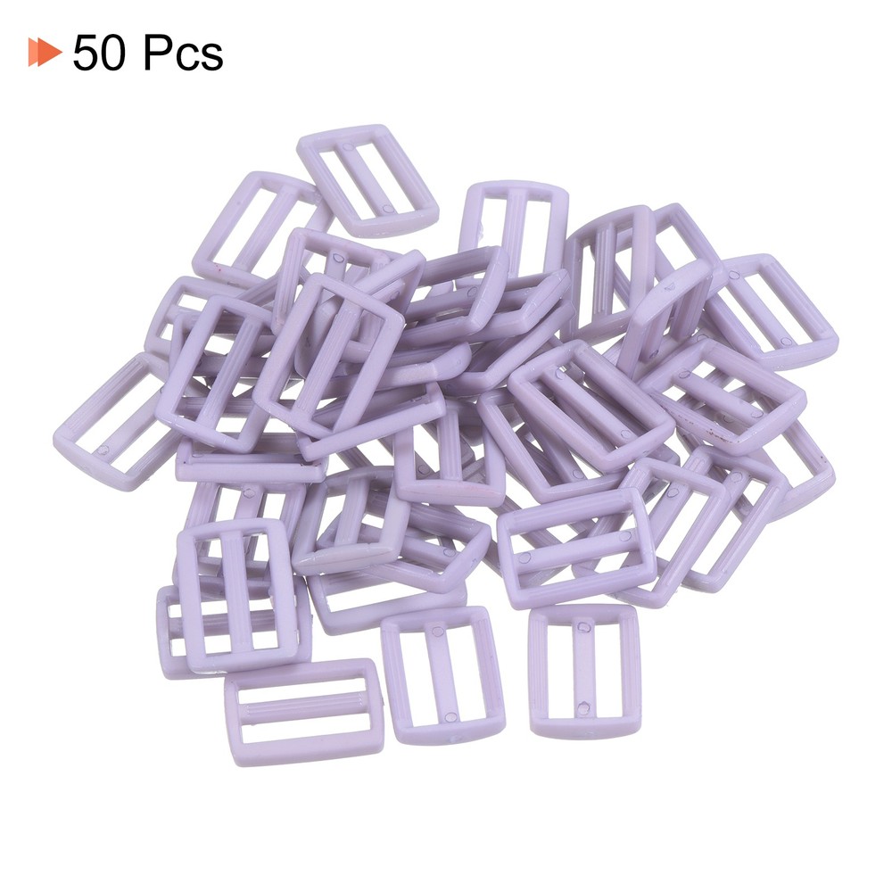 5/8 Inch Tri-Glide Slide Buckles, 50 Pack Webbing Strap Fastener, Light Violet