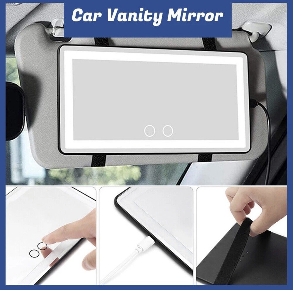 Car Visor Vanity Mirror with Lights,Rechargeable Adjustable LED Makeup Mirror