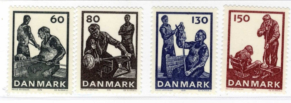 1976 DENMARK STAMP SC 593 594 595 596 MLH OG