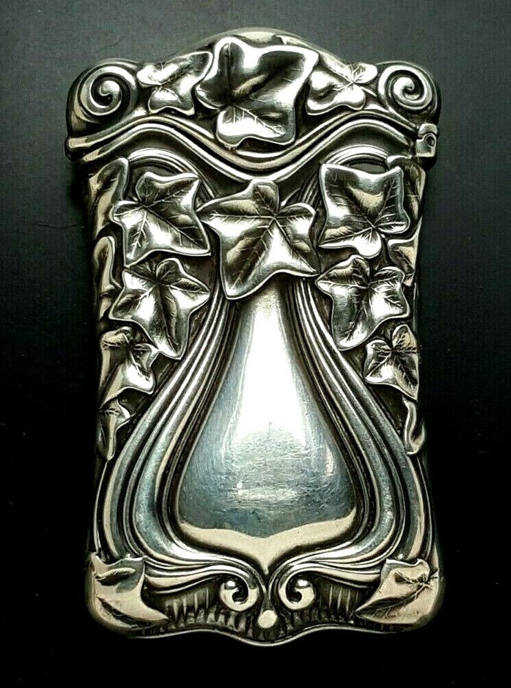 Repousse Sterling Silver WHITING match safe IVY leaf Vesta Box "Miller"