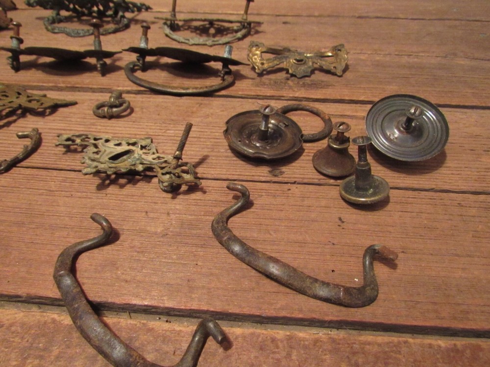 Vintage LOT Drawer Pull Handle Metal Hardware - Brass & Metal!