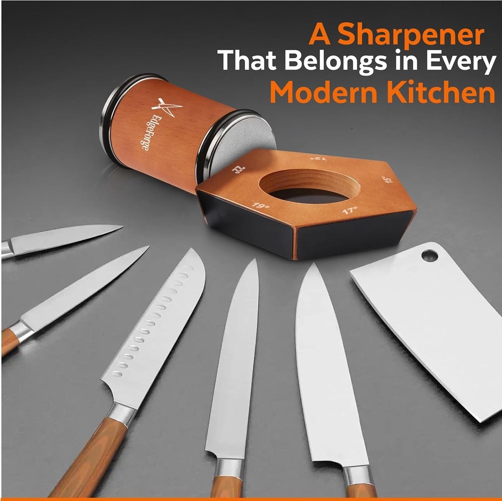 Rolling Knife Sharpener Kit - Dual-Grit Diamond & Ceramic Wheels