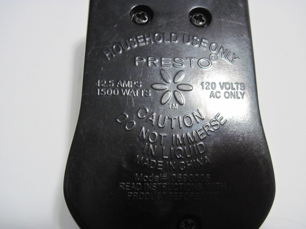 Presto 0690005 Skillet Griddle Temperature Control Power Cord Plug Tested