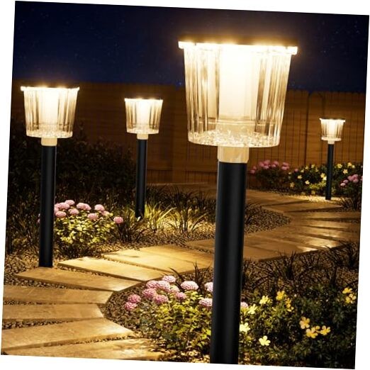 Super Bright Solar Pathway Lights Outdoor 4 Pack Obsidian Black