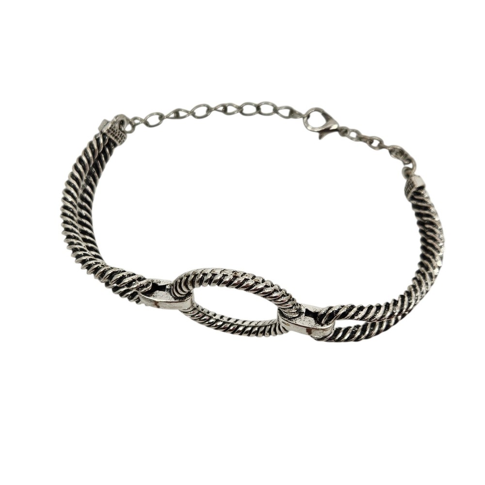 Vintage Silver Tone Circular Bracelet Adjustable