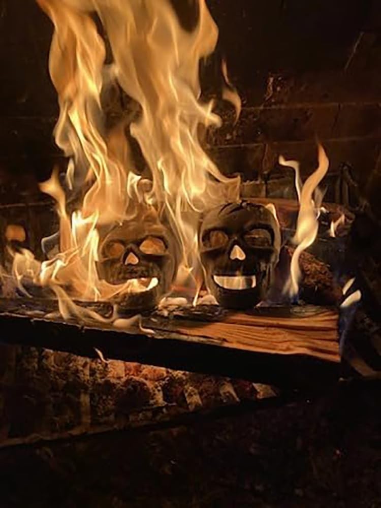 JTRF 2pcs Refractory Materials Fireproof Imitated Human Fire Pit Skulls Gray