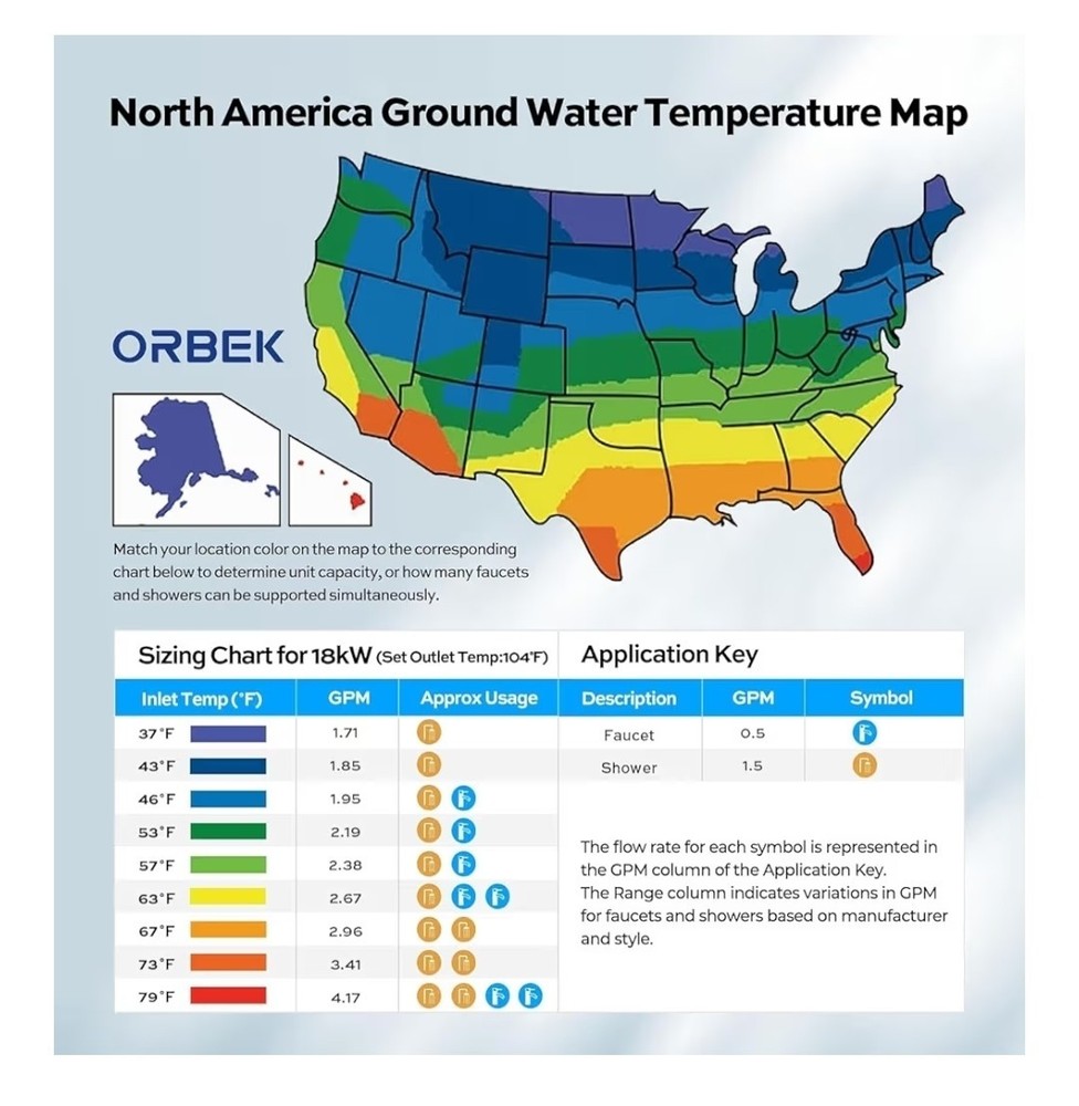 14kW Tankless Water Heater Electric, ORBEK 240 Volt On Demand Instant Hot Wat...