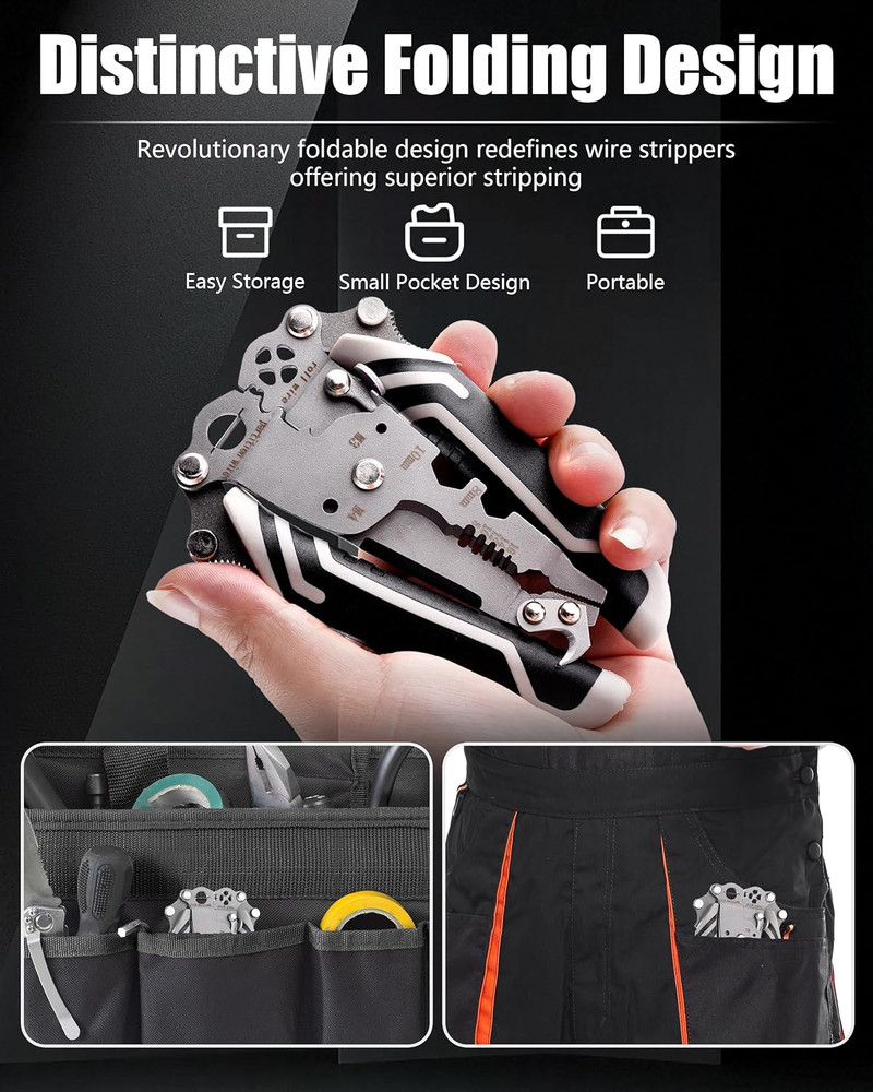 18 in 1 Foldable ?Ire Stripper Crimper, Multifunctional Folding Wire Stripping T