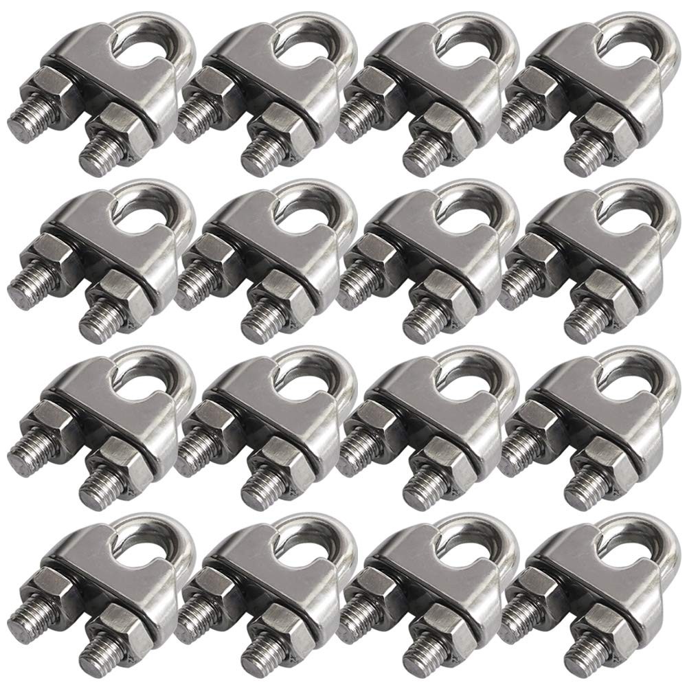 M6 Wire Rope Cable Clip Clamp 16 Pack Stainless