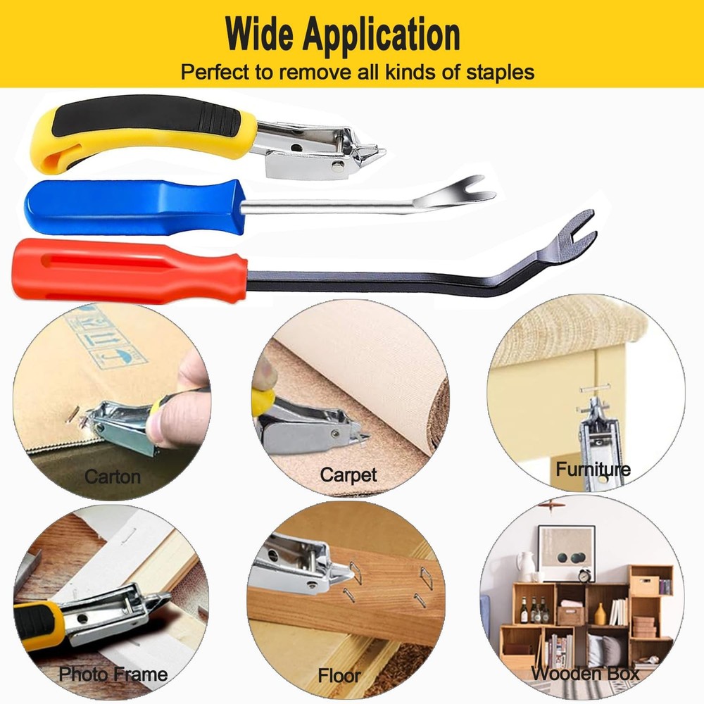 3Pcs Staple Remover, Heavy Duty Upholstery Staple Puller Tool with Ergonomic ...