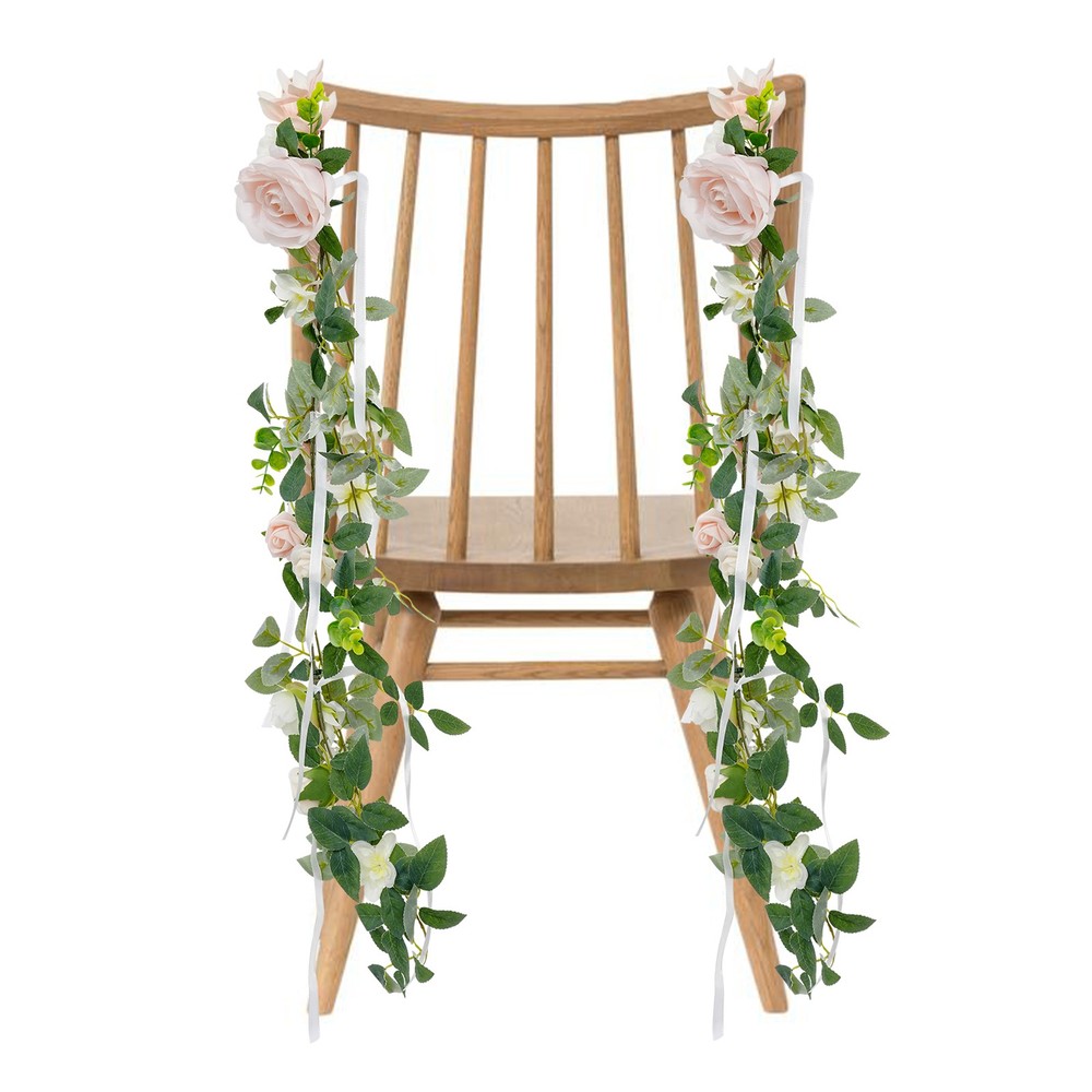 12Pcs Wedding Chair Decoration Multi-function Artificial Pew Flowers Stool Decor
