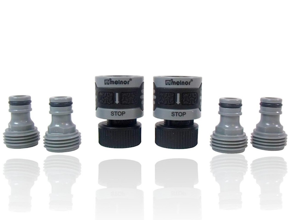 Melnor 6-Piece Quick Connect Set Adjustable Connector Bundle 65175AMZ Black Grey