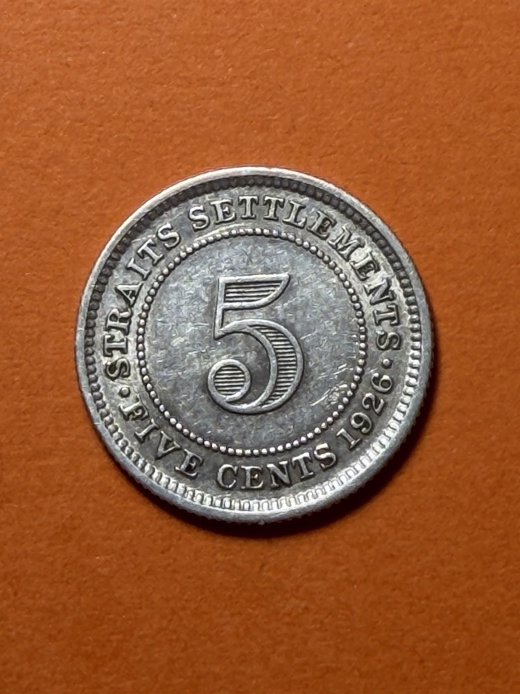 1926 Straits Settlements Silver 5 Cents (A2873)
