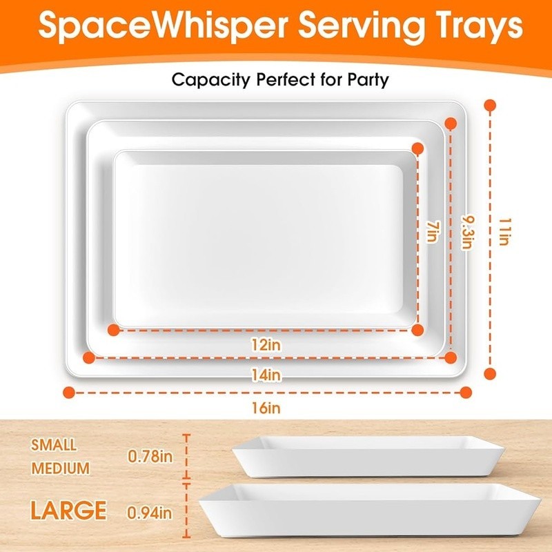 Durable Stackable Plastic Serving Plates Set Parties Picnics & Everyday Use