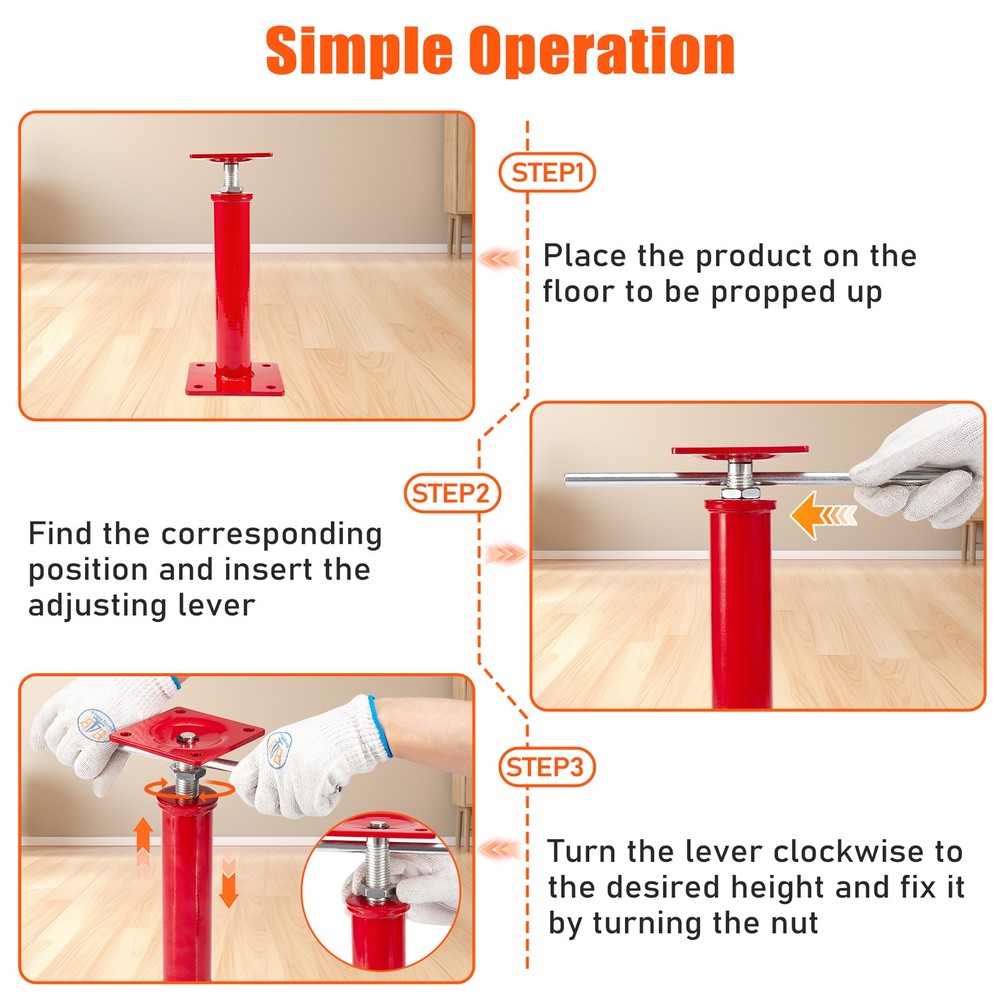 2PC Floor Leveling Lift Post Sagging Beam Jack Column Support House Remodel Tool