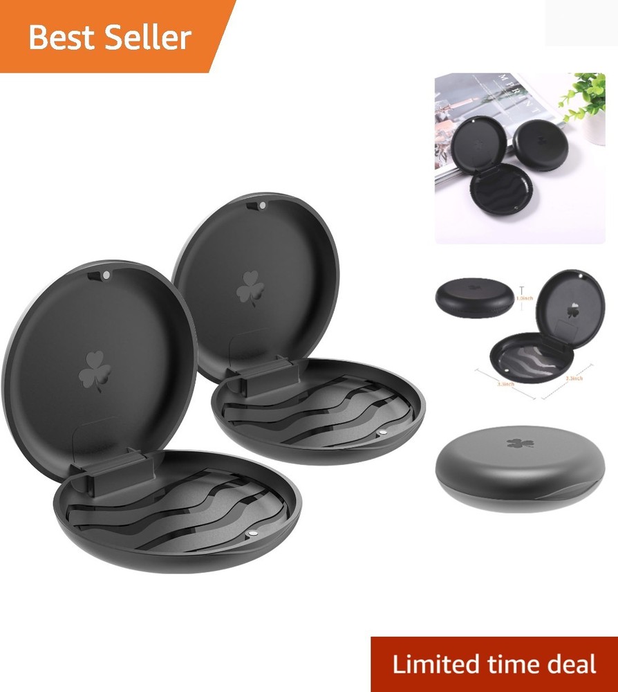 2 Pack Portable Black Orthodontic Retainer Cases - Lockable & Easy Clean