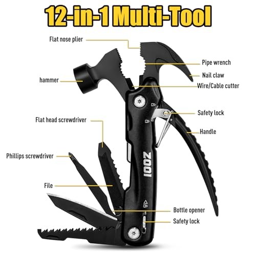 ZOOI - 12 in 1 Hammer Multitool - Camping Multitool & Pocket Multitool