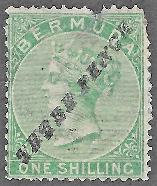 Bermuda (1874) - Scott # 12,  Used   Catalog Value $ 975.  Faults