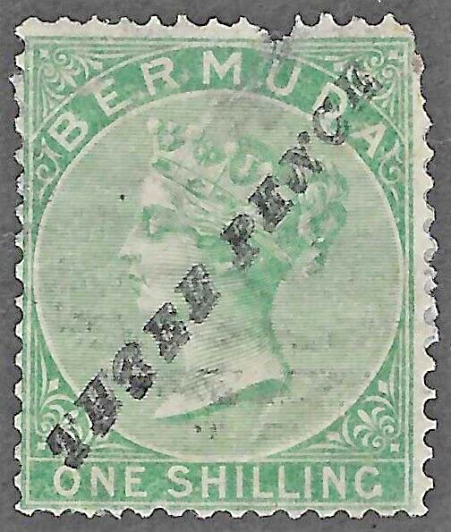 Bermuda (1874) - Scott # 12, Used Catalog Value $ 975. Faults